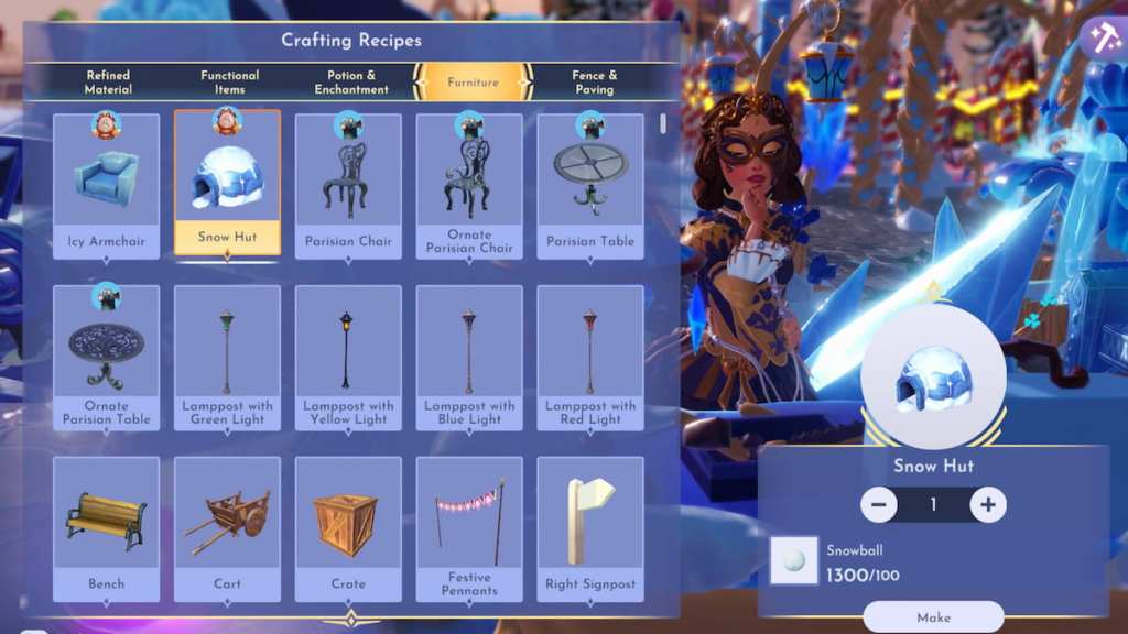 Crafting a snow hut in DDV