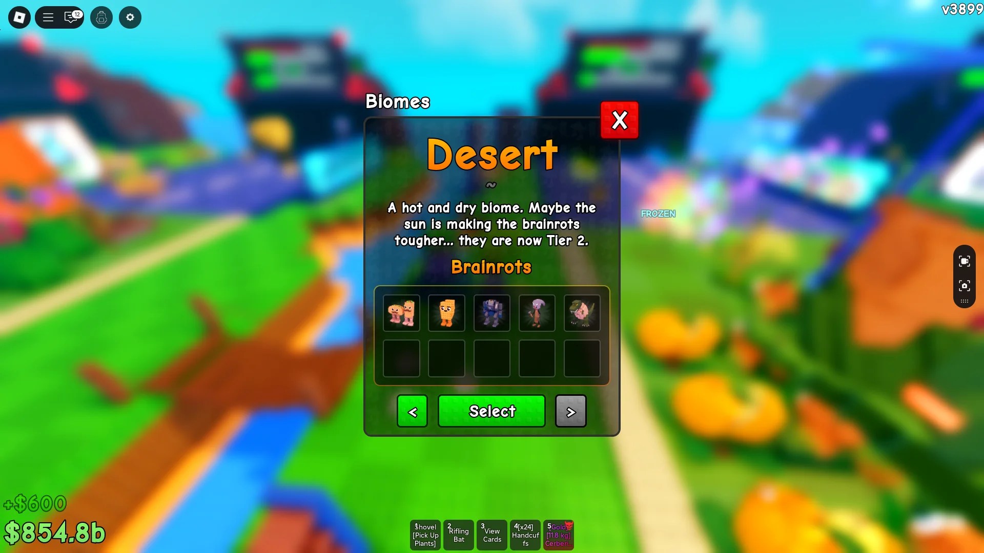 Preview of the secret brainrots available from the Desert Biome in Plants vs Brainrots Roblox experience.