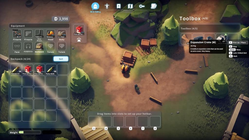 Escape from Duckov looting screen in a forest. 