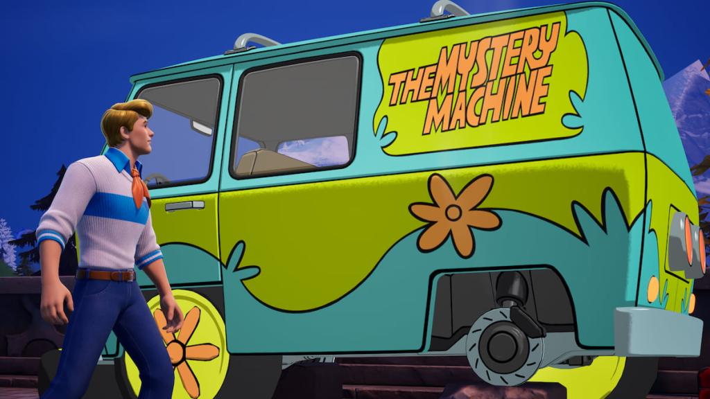 Fred standing by mystery machine in Fortnite