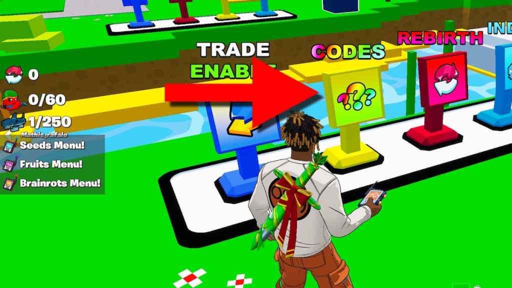 How to redeem FRUITS VS BRAINROTS codes 