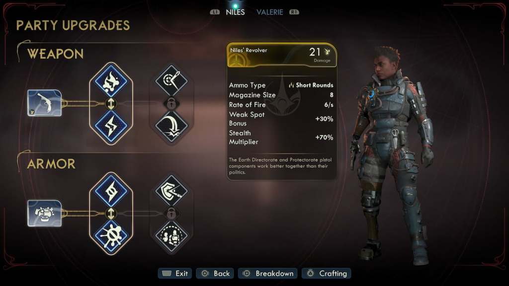 Party Upgrade screen in Outer Worlds 2