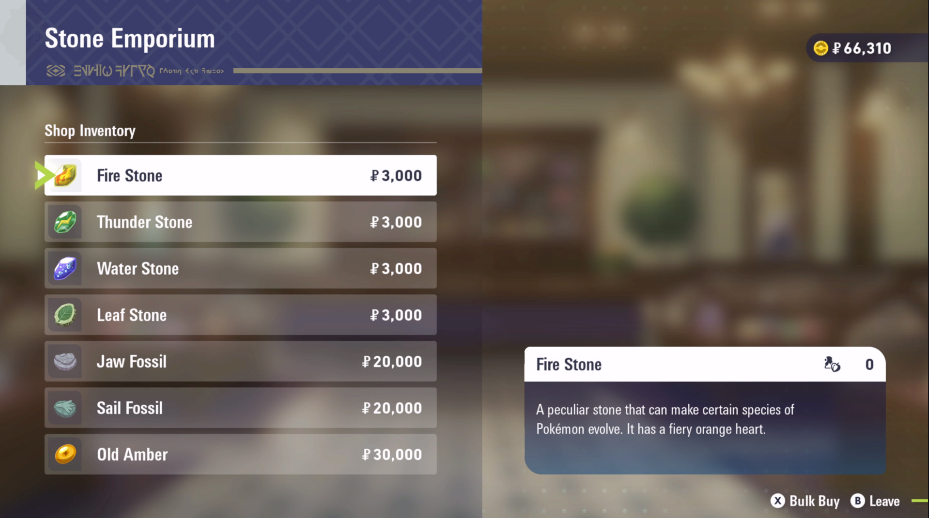 Evolution Stones at the Stone Emporium in Legends ZA