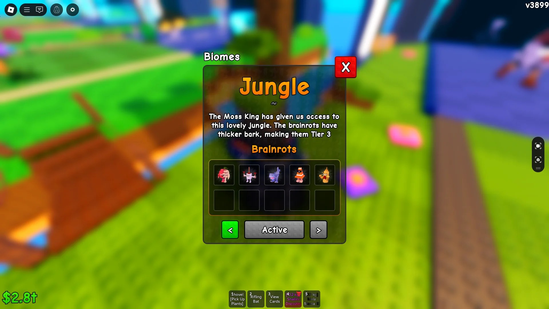 Preview of the secret brainrots available from the Jungle Biome in Plants vs Brainrots Roblox experience.