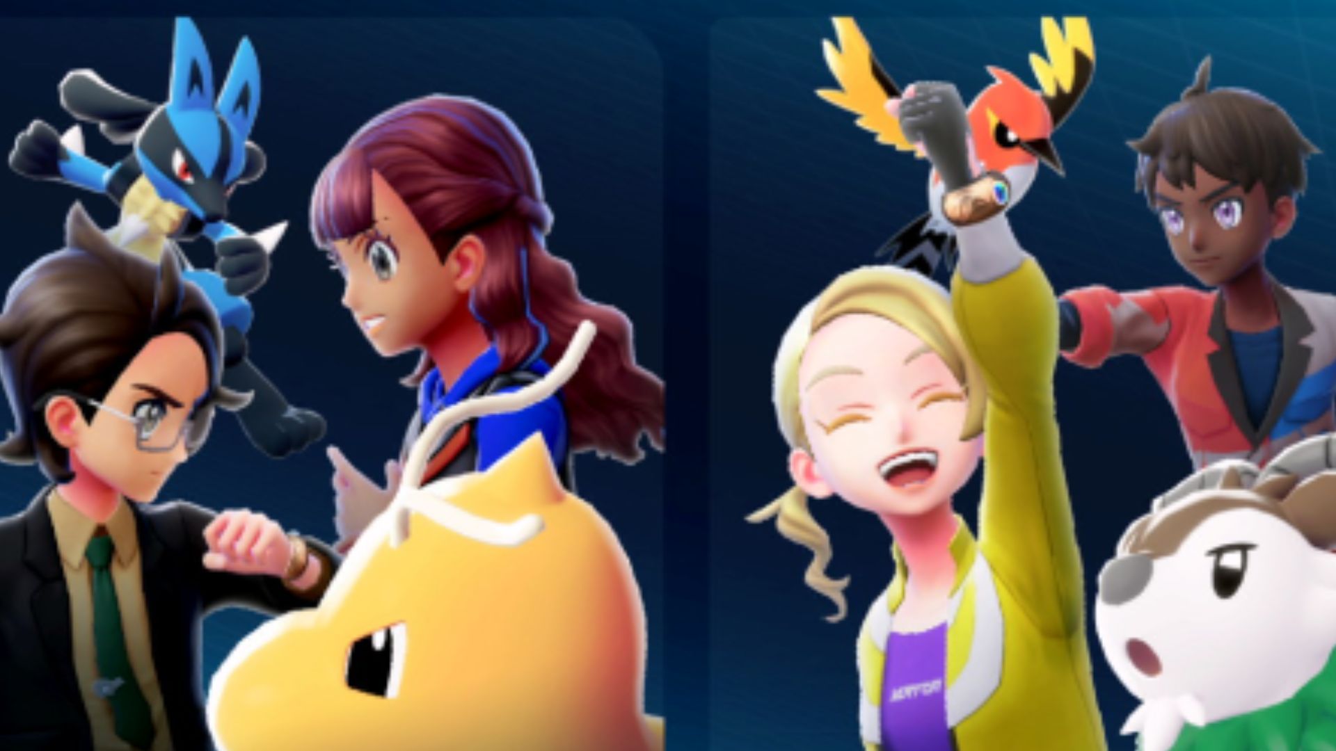 Pokémon trainers with their Pokémon in Legends: ZA online features screen