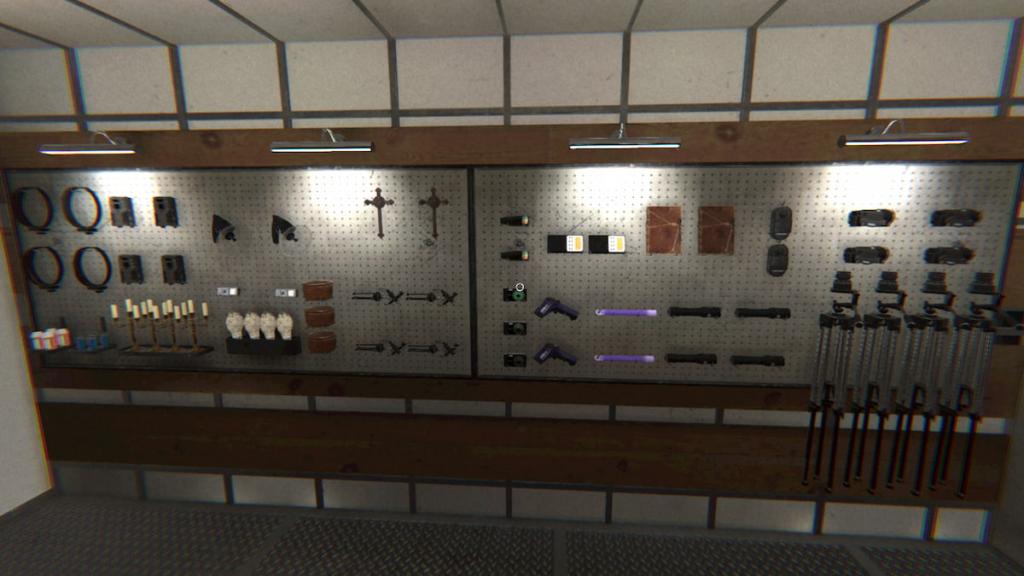 Challenge equipment hung on the wall in phasmophobia