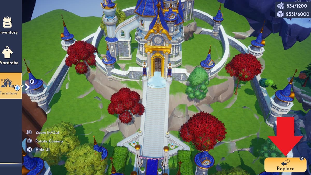 the replace option marked on dream castle in ddv