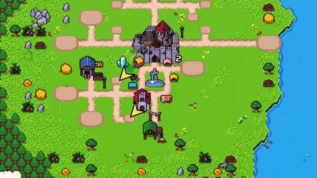 The SFK kingdom showing a Quarry with two yellow arrows pointing to potential House spots.