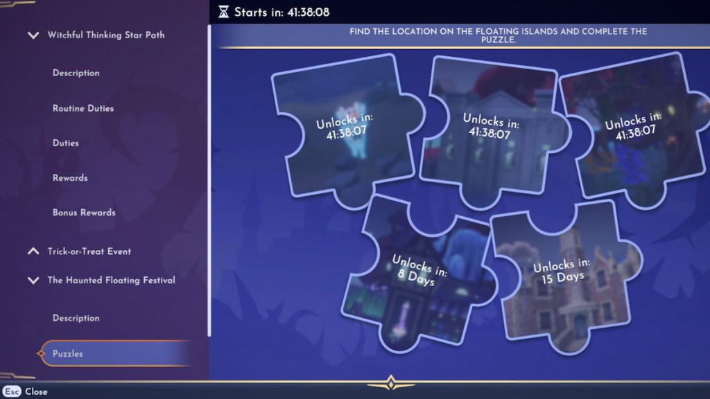 Puzzle page in the haunted floating festival event in DDV