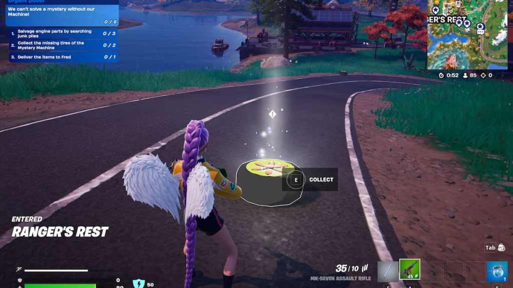 A tire on the ground in Fortnite