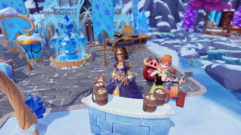 posing by ice counter for winter festival in ddv