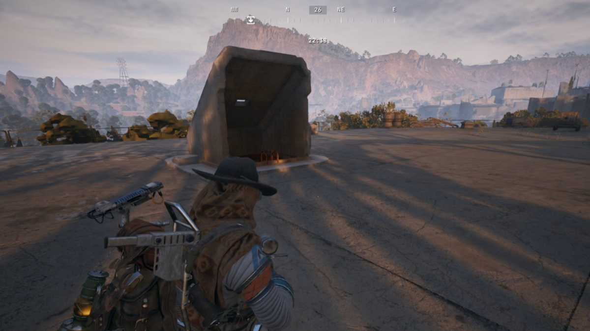 Player aiming at a hatch opening in ARC Raiders