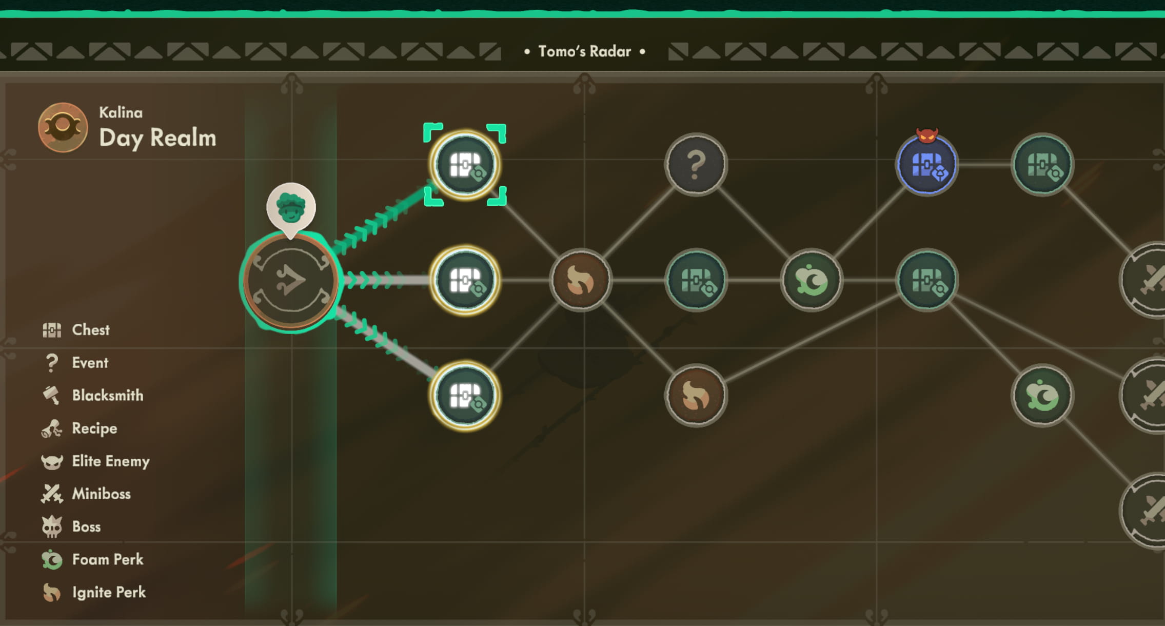 A screenshot from Moonlighter 2 showcasing the different paths a player can take in a dungeon.