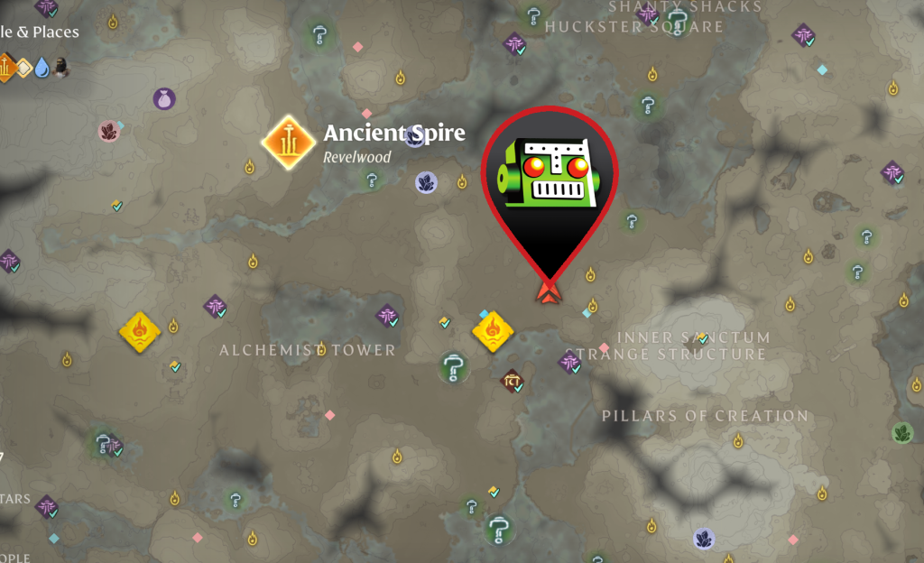 A map of Enshrouded showing the location of Paper Reeds.