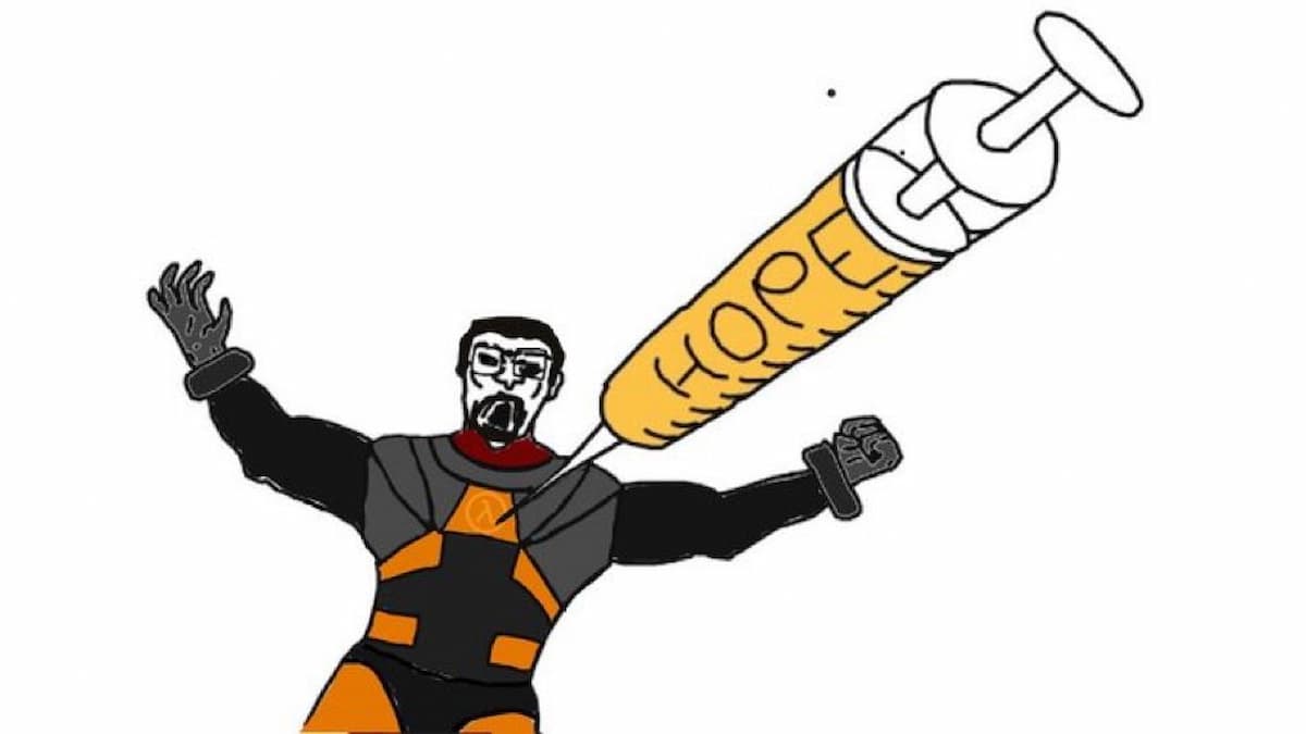 Gordon Freeman being injected with a dose of hope.