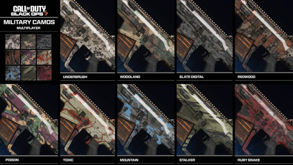 BO7 multiplayer Military camos