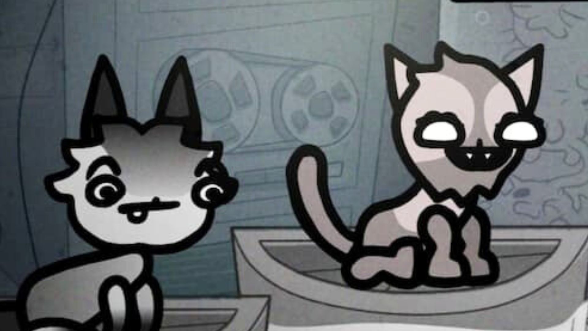 Two cats in the starting scene of Mewgenics