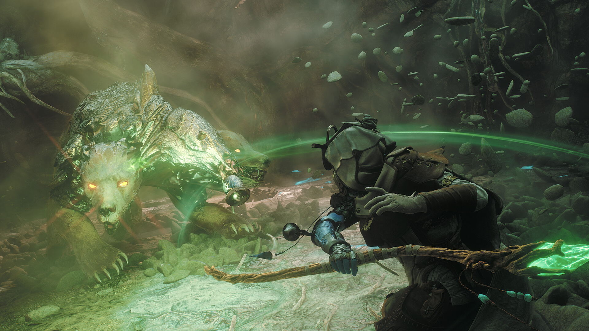 Player facing a boss in Soulframe