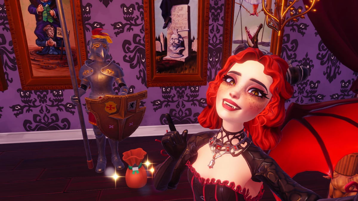 Taking a picture with a suit of armor disney dreamlight valley