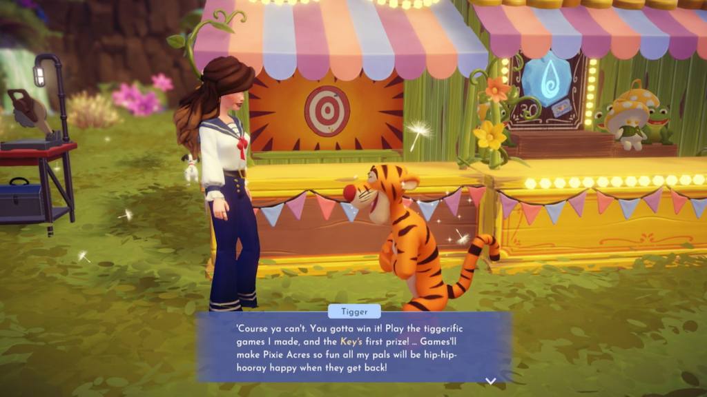 Talking to tigger about games in disney dreamlight valley
