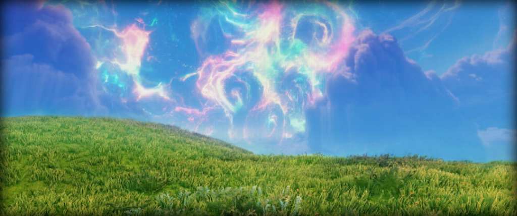 The KIM background theme in Warframe, reminiscent of the classic Windos XP screen.