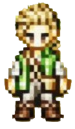 Alfyn, a blond pixelated man wearing a green vest and a brown satchel.