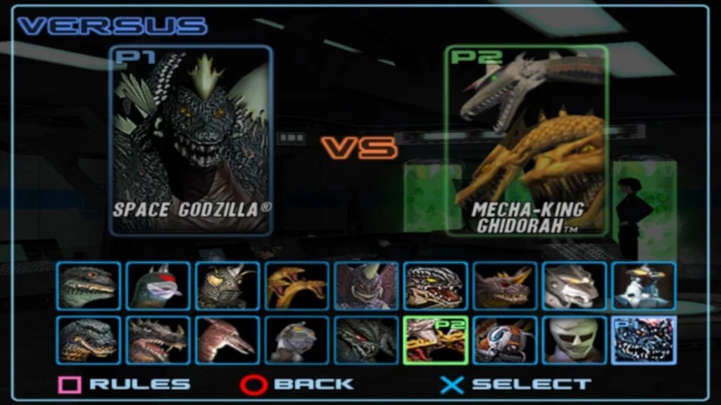 SpaceGodzilla on Godzilla Save the Earth's character selection screen