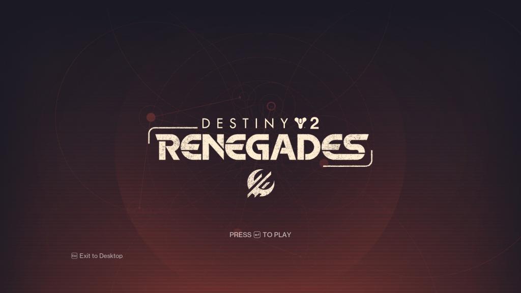 The Renegades title screen in Destiny 2, with Star Wars-inspired lettering.