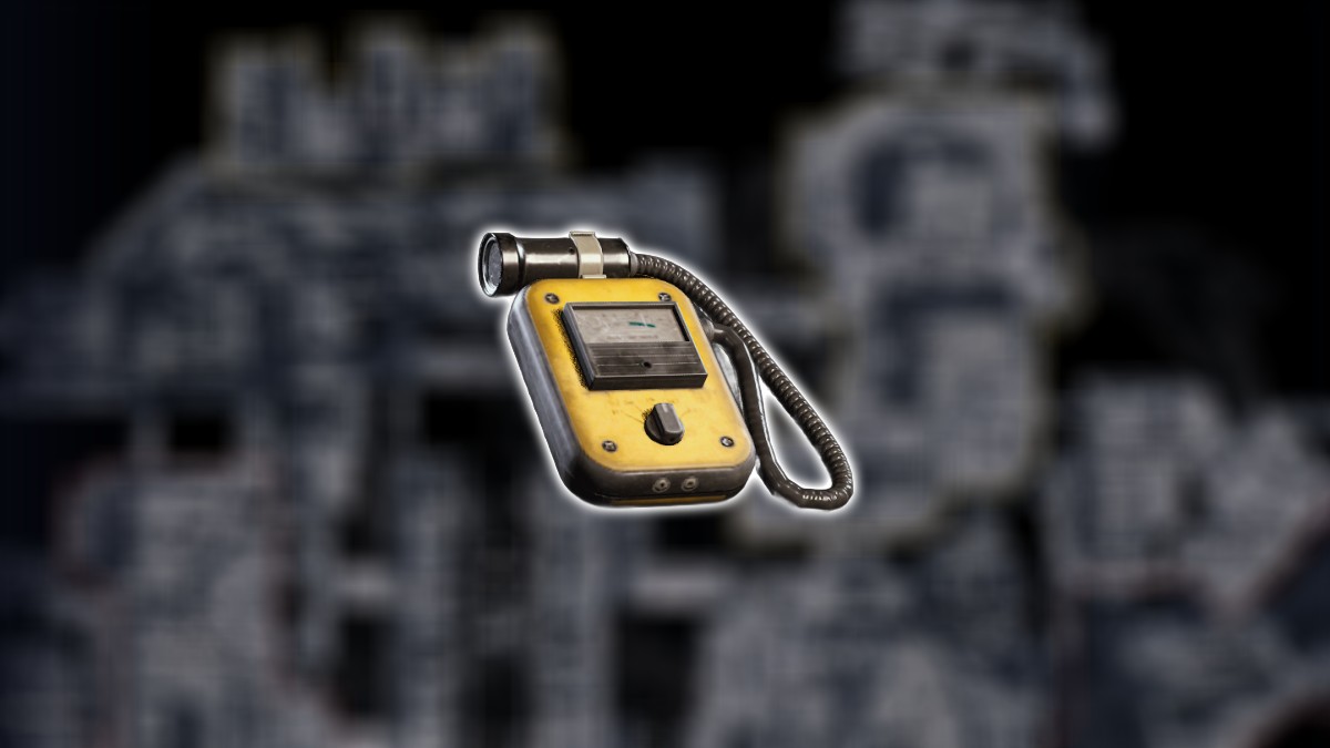 A geiger counter overlaid over a 3D render of the Stella Montis map in ARC Raiders.