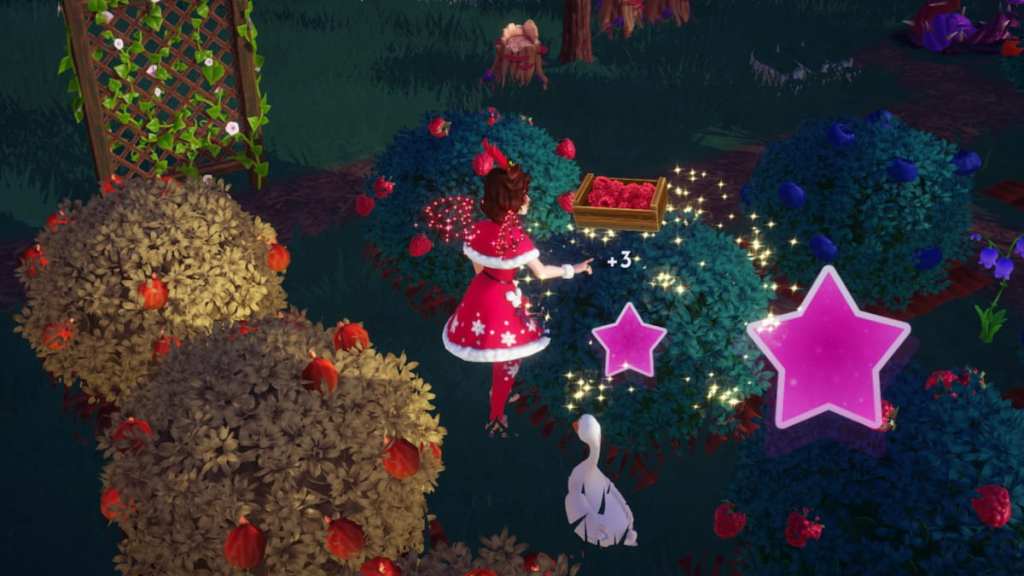 Harvesting raspberry bush in disney dreamlight valley