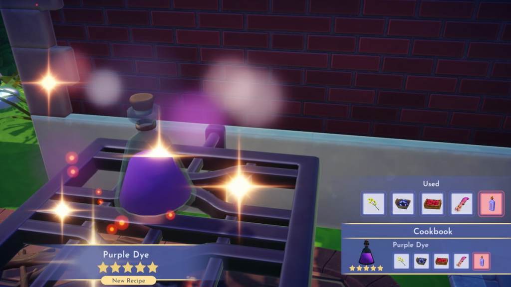 Cooking purple dye in disney dreamlight valley