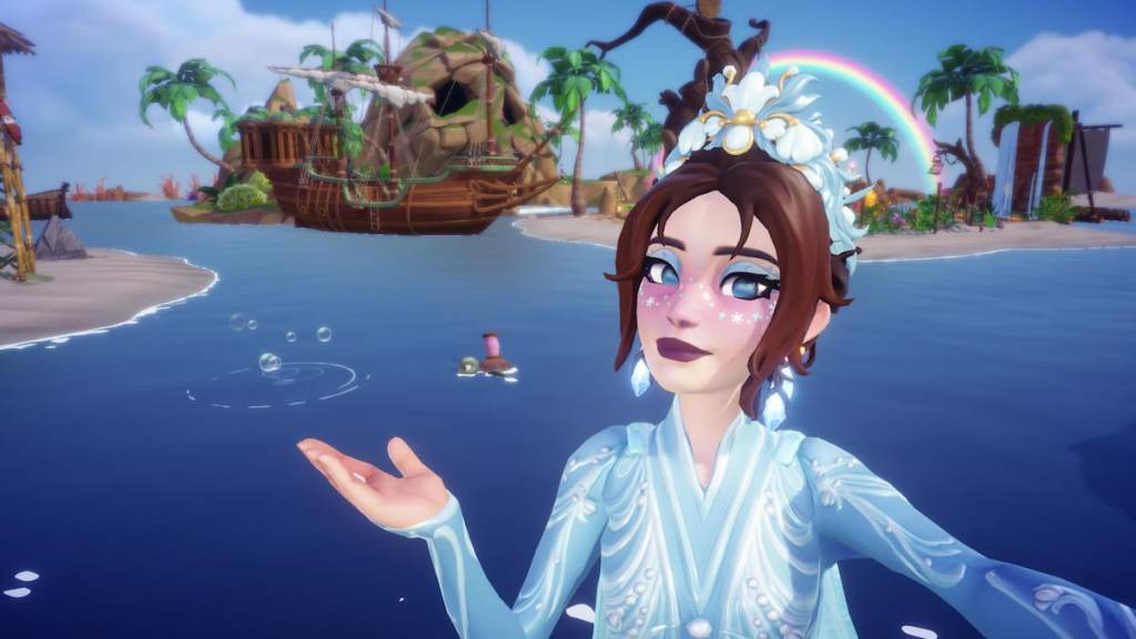 Sea turtle with thread on its back in disney dreamlight valley