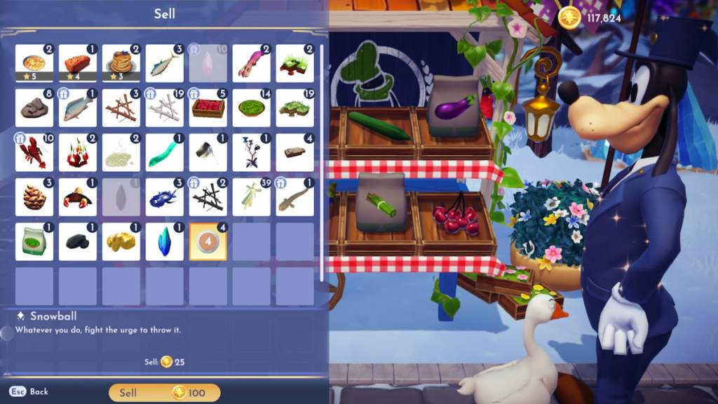 Selling snowballs to goofy in disney dreamlight valley
