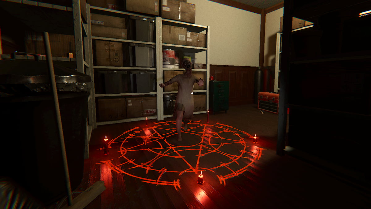 A small female child ghost running in a summoning circle in phasmophobia