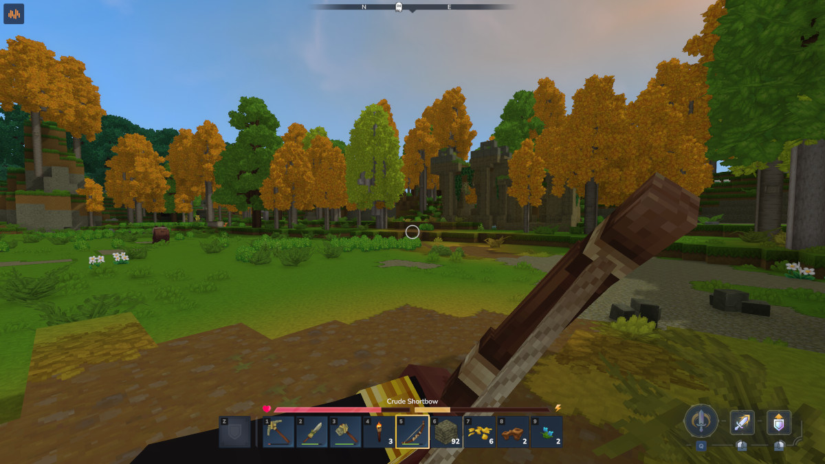 A player using a bow and arrow in Hytale