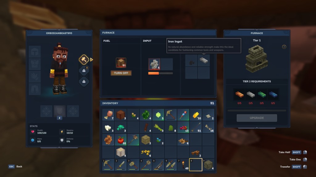 Smelting Iron in a furnace in Hytale.