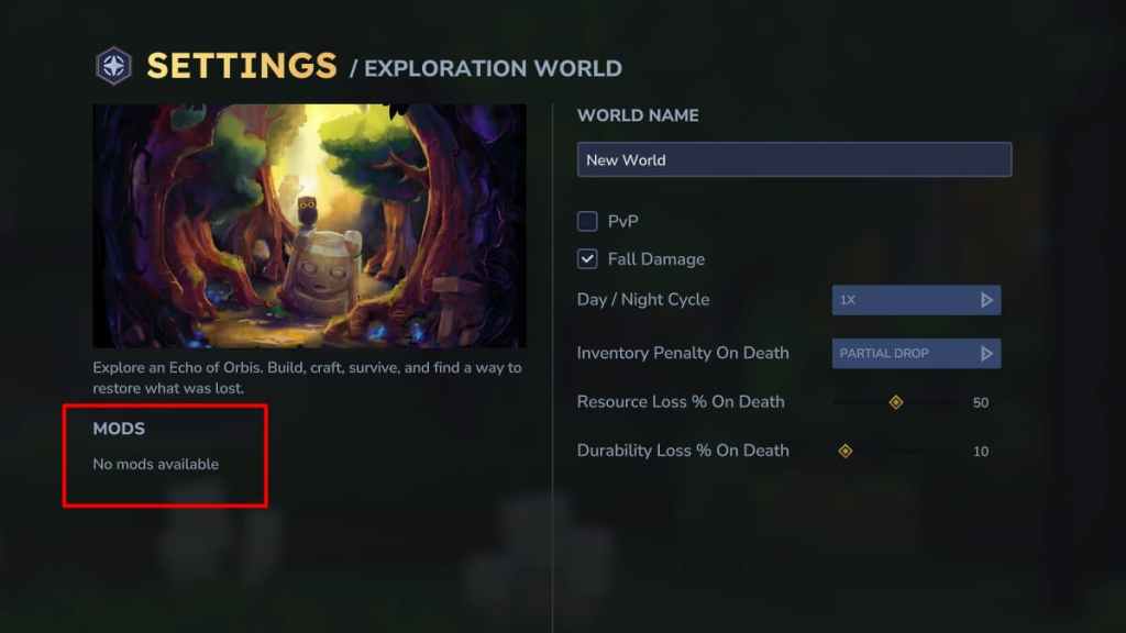 Hytale's world-creation UI. 