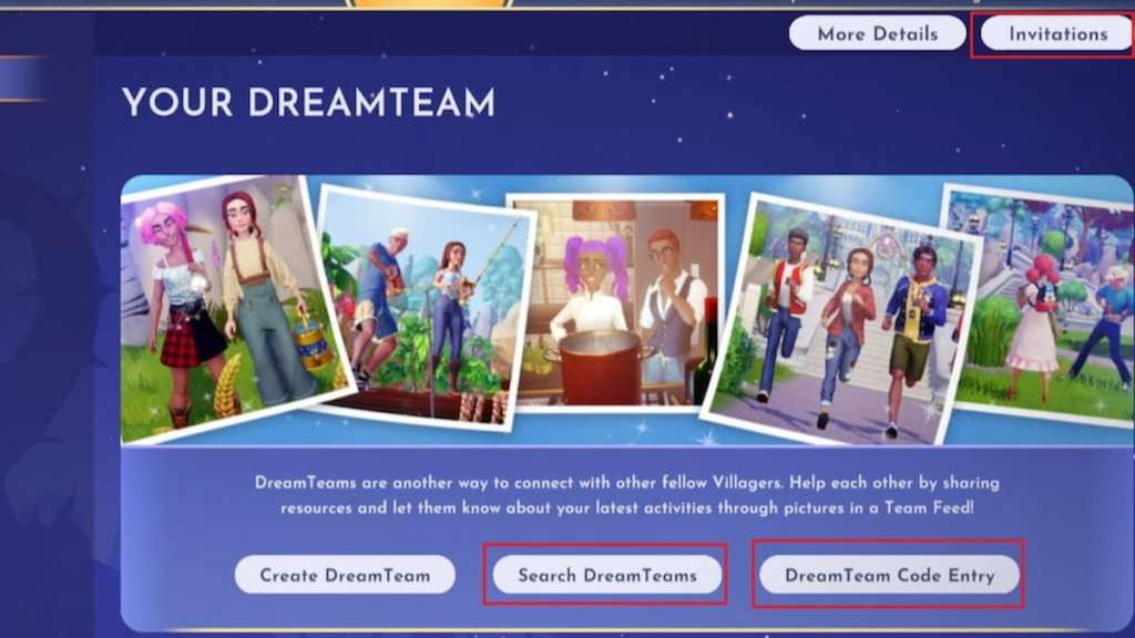 Join dreamteam options marked in DDV