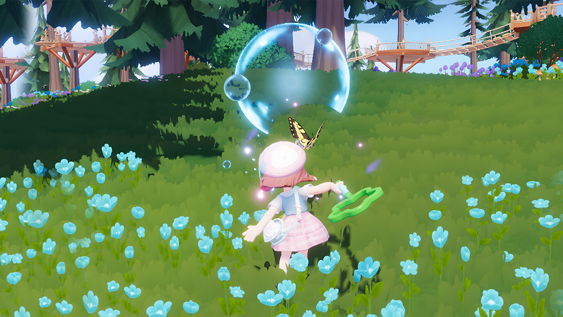 Players chasing Butterfly in Heartopia