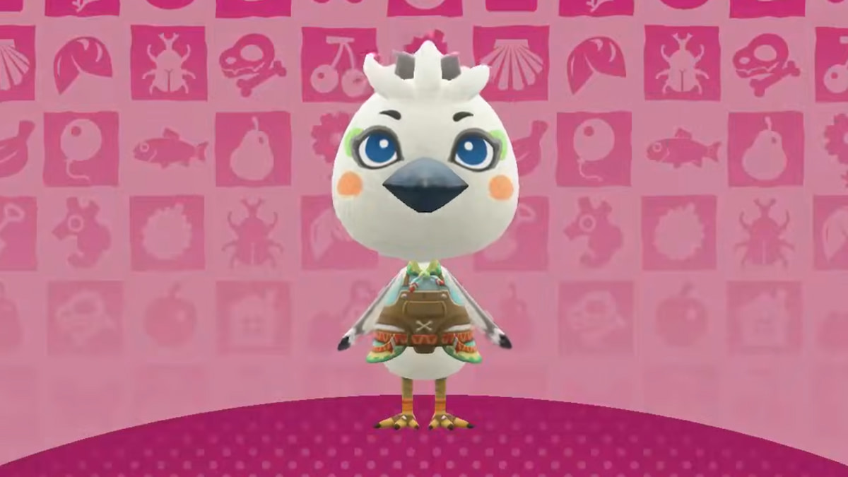 Tulin standing in front of pink background in animal crossing new horizons