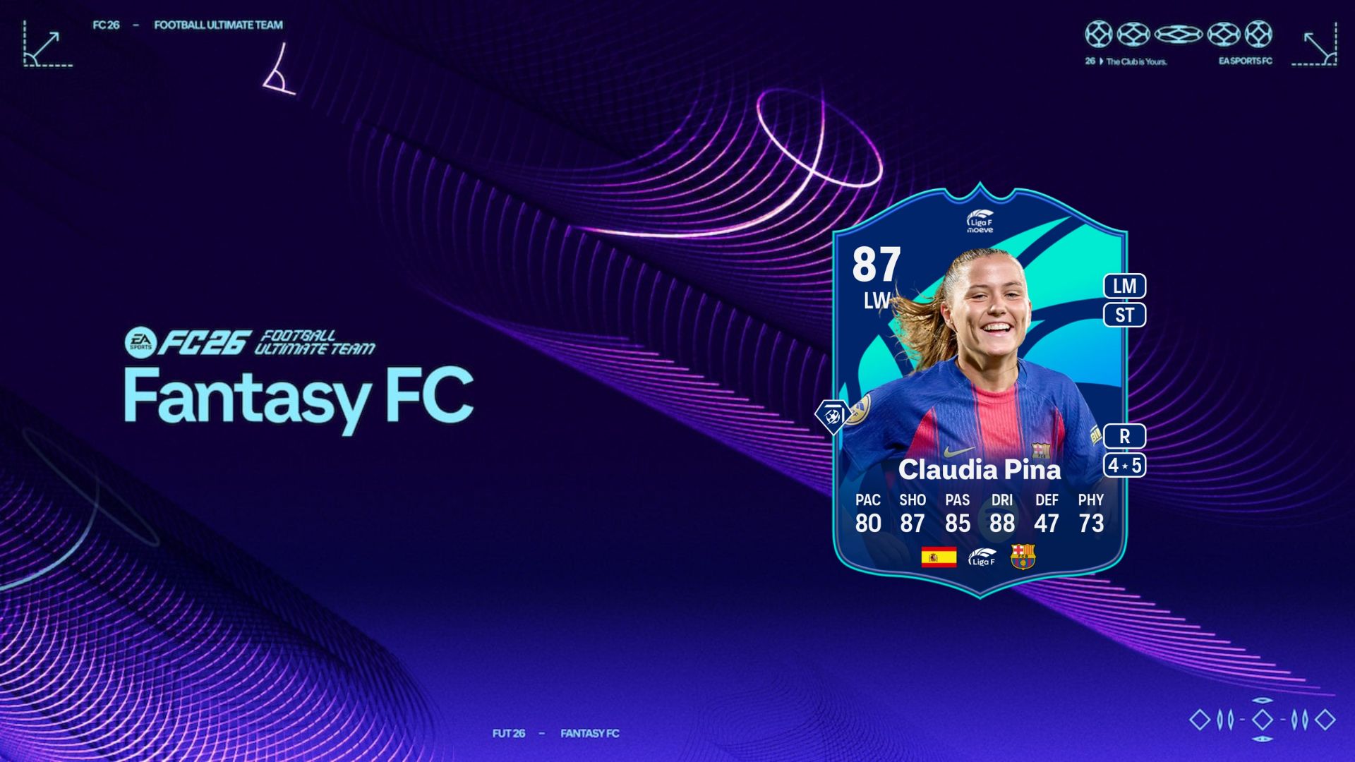 Claudia Pina Liga F POTM card in FC 26