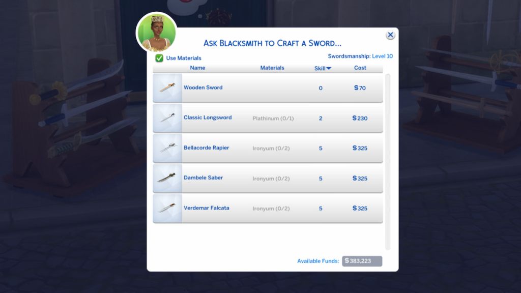 Blacksmith swords in the sims 4