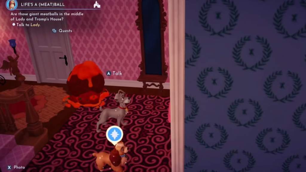 Meatballs in lady and tramp's house in disney dreamlight valley