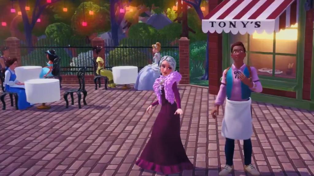 Two characters wearing paw-fect romance star path clothes in disney dreamlight valley