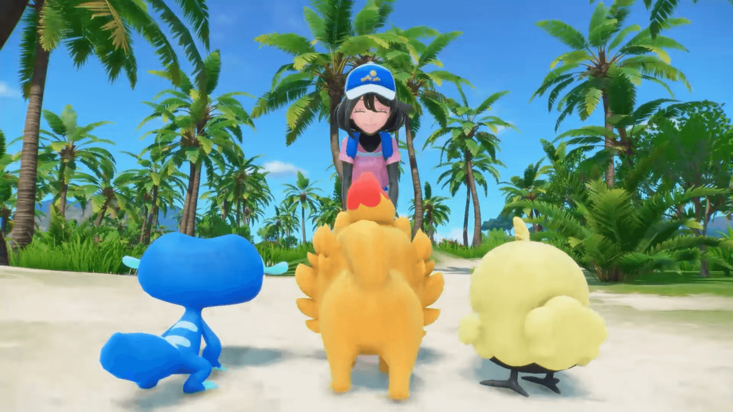 Pokémon Winds and Waves starters seen from their back