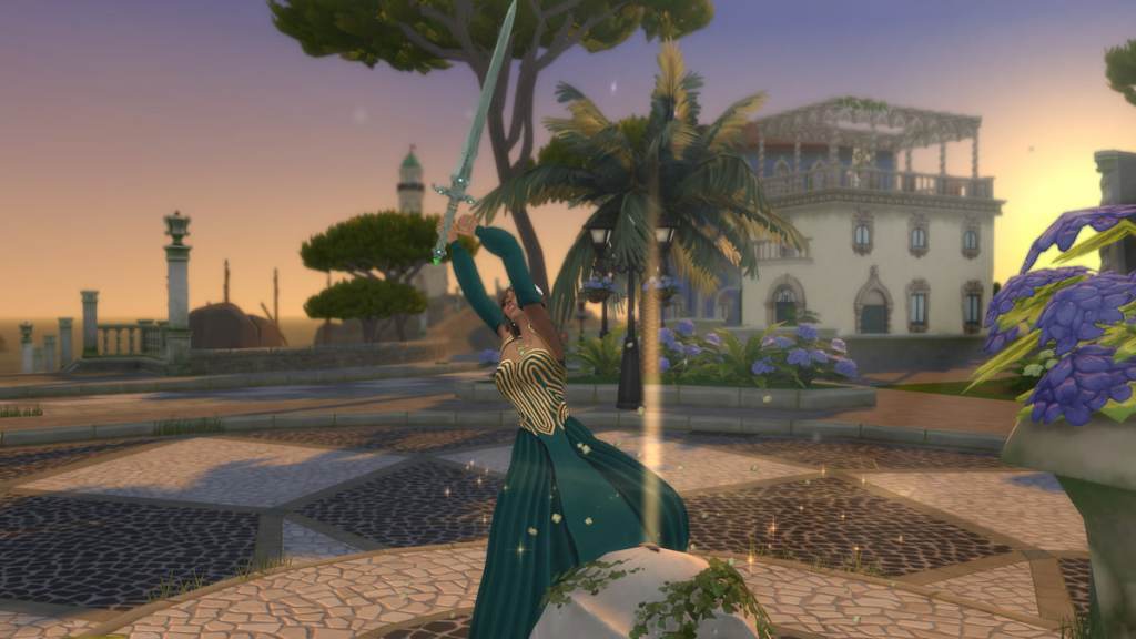 Pulling sword from stone in the sims 4