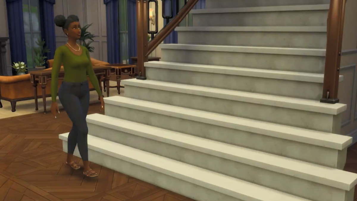 Sim walking by stairs in the sims 4
