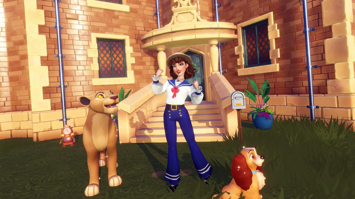 Standing with Nala and Lady in disney dreamlight valley