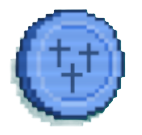 A blue coin, the Boost Coin, from RACCOOIN