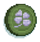 A green coin with a four-leaf clover, the Cloveroin in RACCOIN